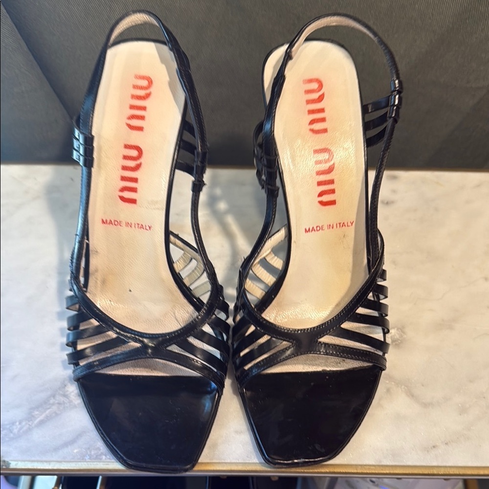 Miu Miu Black Strappy Heels